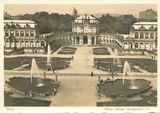 Cartolina - Dresda - canile con padiglione - vista cortile con fontana