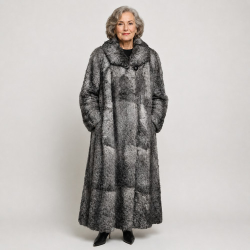Cappotto vera pelliccia - , grigio