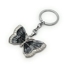Farfalla Strass Farfalla Insetto Portachiavi Ciondolo IN Metallo Argento