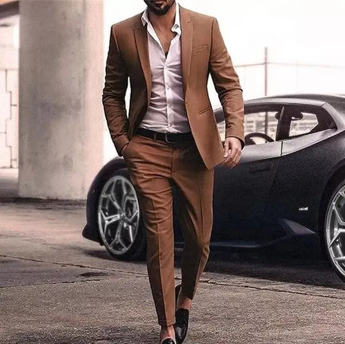 Completo elegante marrone slim - completo,