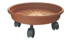 SOTTOVASO TONDO CON RUOTE SOTTO FIORIERA PLASTICA COLORE TERRACOTTA VARIE MISURE