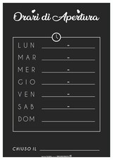 CARTELLO SEGNALETICO - ORARIO DI APERTURA TIPO LAVAGNA - segnale