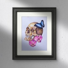 disegno di teschio umano 18x24 cm su carta acquerello 300 gr - 2024