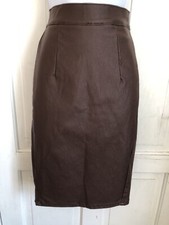 Gonna donna marrone slim a