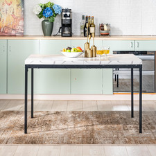 Tavoli Da Pranzo in Finto Marmo Bianco, Stile Puré Ed Elegante per 4-6 Persone, 