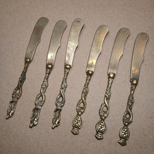 Set 6 coltelli burro Ugo Bellini Montagnani Made in Italy figura ottone vintage