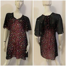 DENNY ROSE Vestito abito nero fantasia cuori fucsia Tg M