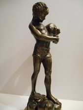 STATUA SCULTURA ACQUAIOLO RAGAZZO CHE VERSA ACQUA IN  ANTIMONIO BRONZO 