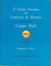 GRAN PREMIO LOTTERIA DI MONZA 1960 FORMULA JUNIOR PROGRAMMA CON ELENCO ISCRITTI