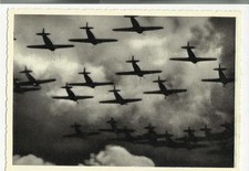 CARTOLINA AEREI AVIAZIONE SECONDA GUERRA MONDIALE FORMAZIONE DI MONOPLANI DA 