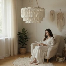 Lampadario frange macramè