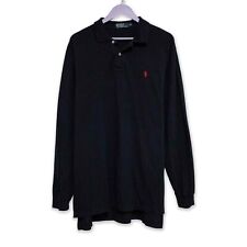 Polo Ralph Lauren blu scura a manica lunga tinta unita - Taglia XL uomo