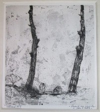 WALTER PIACESI RICORDO DI UNA PASSEGGIATA ACQUAFORTE 1956 ORIGINALE FIRMATA C10