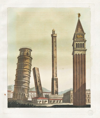 Torre pisa italia aquatinta - di,