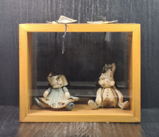 Laboratorio Pesaro "I Pupi" coppia pupi con teca vetro e legno cm L 16 x 13 x 8