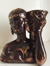 Rarissima scultura ceramica italiana portavaso stile Art Dèco/Coloniale '900 