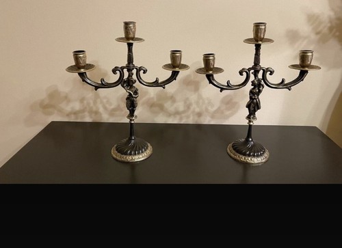 Coppia candelabri dipinti - dipinti, a