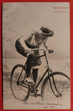 CARTOLINA BICI  DONNA   CICLISMO CORSA 1903