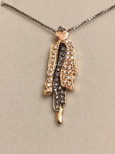 Collana Brillanti Bianchi e Brown Oro Rosa e Bianco 18k