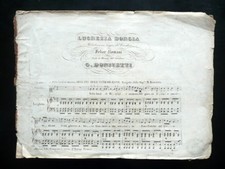 Spartito Lucrezia Borgia Donizetti L'Euterpe Ticinese Chiasso Prima Metà '800