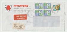 RACCOMANDATA ESPRESSO ALTI VALORI L. 2000 QUARTINA + LIRE 50 CASTELLI GASSINO TO