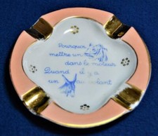 Posacenere Vintage FM LIMOGES Francia Arancione Oro Decor TIGER DONKEY 4 1/8"