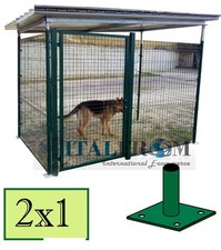 Recinto Box Gabbia Modulare per Cani in Rete Metallica Tetto Lamiera Coibentata