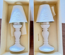 n.2 lampada portacandele in ceramica bianca