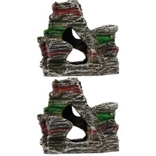  Set 2 Rocce Decorazione Acquario Grande Astuccio Rettili Collina Artificiale