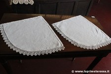 COPPIA DI CENTRI D'EPOCA IN LINO CON PIZZO - CENTRINO TRIANGOLARE VINTAGE