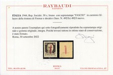 Cesti centesimi Firenze. 30 sovrastampa cremisi lilla