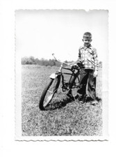 Snapshot Old Photo 1950's Child Boy Vintage Bike Bicycle Mid Century