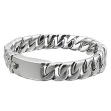 Bracciale uomo biker punk catena maglia cubana bordo acciaio inox 316L 5N005D