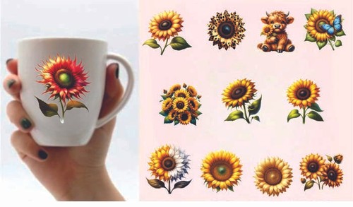 12x adesivo vinile girasole - vinile,