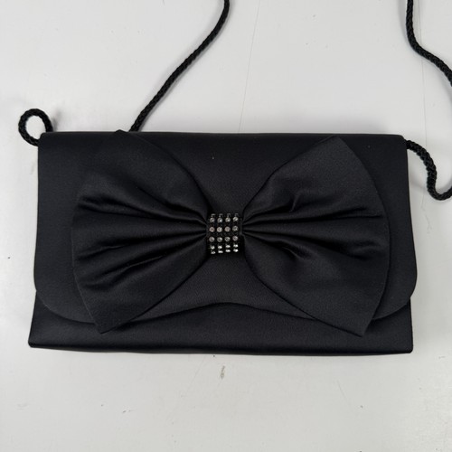 Borsa clutch nera raso con - nera, in