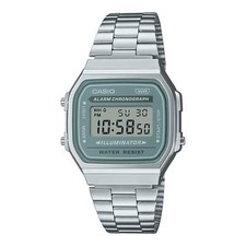 Orologio CASIO A168WA-3AYES Acciaio Grigio Digitale Chrono Alarm Unisex VINTAGE