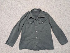 camicia militare vintage seconda guerra mondiale DENIM verde S giacca jeans SVIZZERO lavoro carcerario 38 esercito
