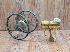 ANTICO GIOCATTOLO 19° 20° - TIRAGGIO CAMPANA CON PECORA LANA - METALLO LEGNO TEDESCO