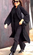 ZARA CAPPOTTO MAGLIA LUNGA TESTURIZZATO NERO BAVERO LARGO FW24/25 TAGLIE M REF. 3653/110