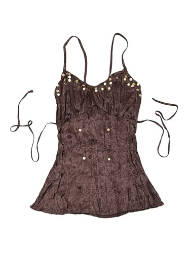 Top donna marrone raso - marrone,