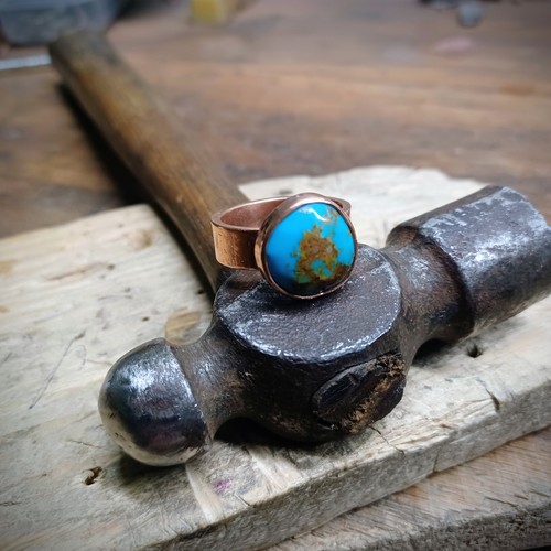 Anello uomo rame turchese