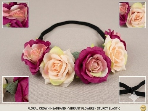 Corona fiori capelli rosa - capelli, e