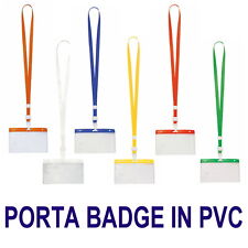 PORTA BADGE TESSERINO CARTELLINO DA LAVORO TESSERA CON LACCIO TASCA IN PVC