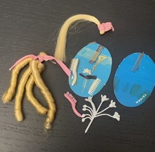 Lotto parrucche e accessori Growin Pretty Hair Barbie ROSA anni 70 vintage Mattel