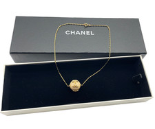 Autentica collana Chanel Coco Mark ciondolo sfera oro 8G con scatola SK100721