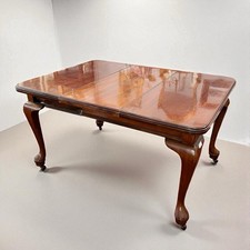 Tavolo antico allungabile in legno di mogano da pranzo d'epoca stile Queen Anne