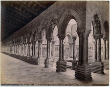Monreale Palermo Chiostro, Soffitto ligneo, Foto originale albumina Brogi 1890