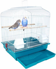 BAKAJI Gabbia Voliera per Uccelli con Vassoio Scorrevole e Posatoi in Legno, Gab