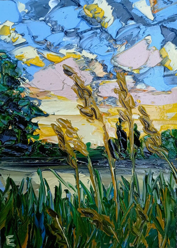 Dipinto olio tramonto estivo - olio,