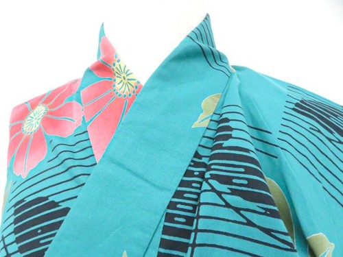 Kimono giapponese yukata verde - kimono,